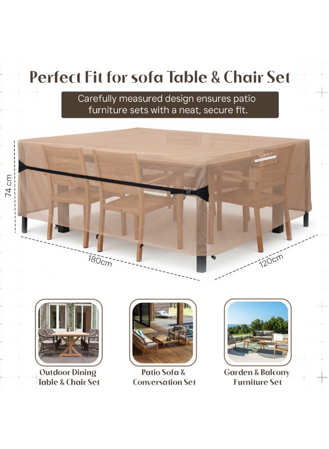 TOPIFY 420D Waterproof Outdoor Furniture Cover Set, Premium Quality Garden Patio Furniture Covers Dust Proof Anti-UV Heavy Duty PVC Coated Durable Sofa Table & Chair Cover 180x120x74cm - Image 2