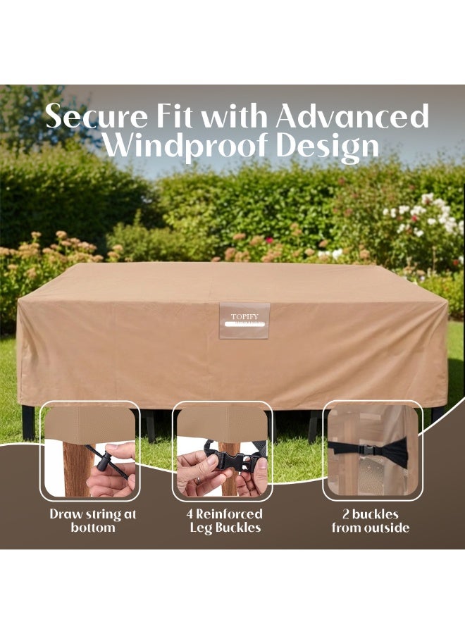 TOPIFY 420D Waterproof Outdoor Furniture Cover Set, Premium Quality Garden Patio Furniture Covers Dust Proof Anti-UV Heavy Duty PVC Coated Durable Sofa Table & Chair Cover 180x120x74cm - Image 3