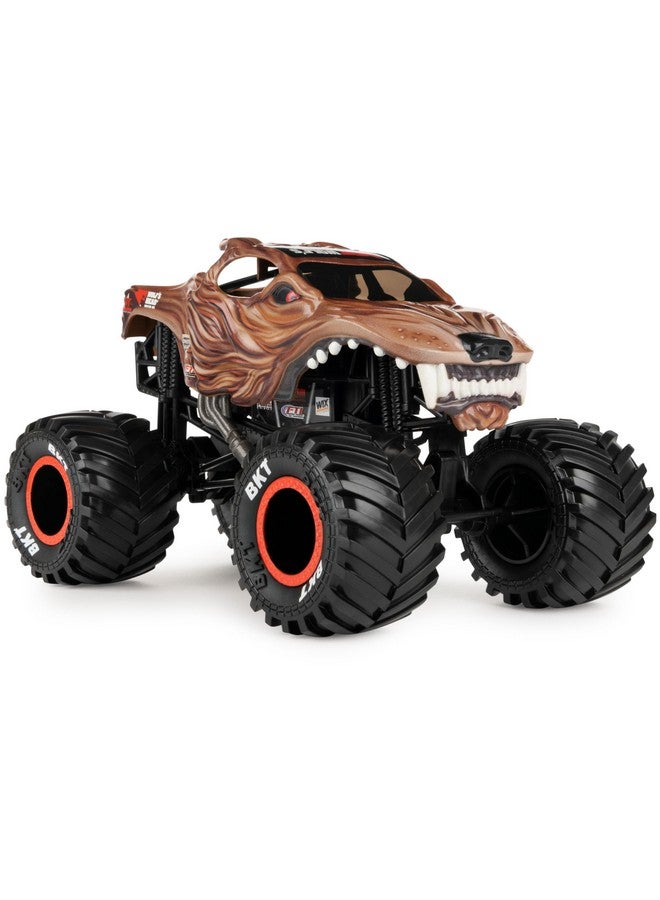 SPIN MASTER شاحنة الوحش الرسمية رأس الذئب من مونستر جام - سيارة مصنوعة من الصب 1:24 مقياس - جنوط كروم وإطارات BKT للاستخدام في جميع مجموعات اللعب - قابلة للجمع لعشاقها وحفلات عيد الميلاد - Image 3