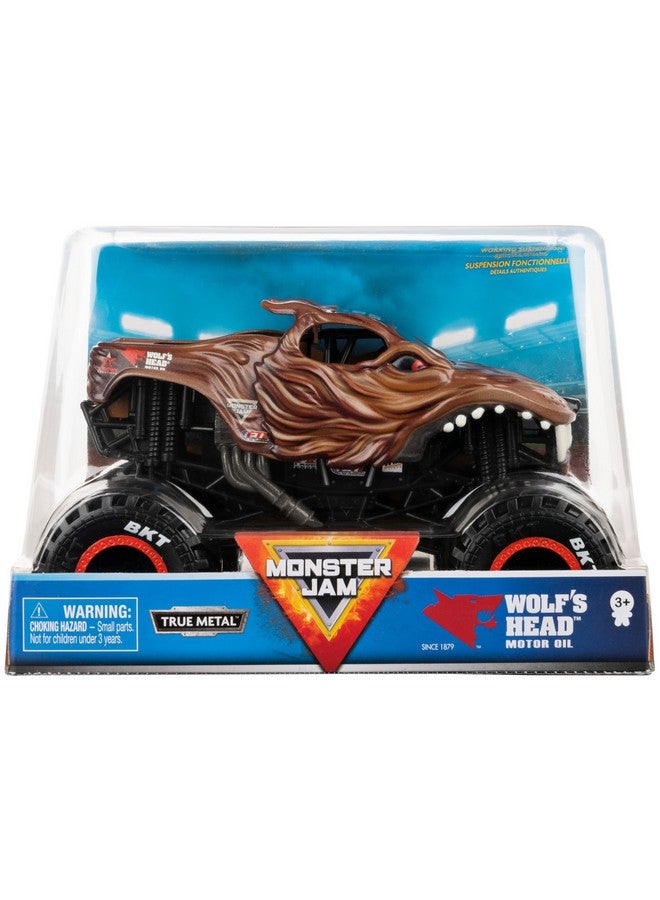 SPIN MASTER شاحنة الوحش الرسمية رأس الذئب من مونستر جام - سيارة مصنوعة من الصب 1:24 مقياس - جنوط كروم وإطارات BKT للاستخدام في جميع مجموعات اللعب - قابلة للجمع لعشاقها وحفلات عيد الميلاد - Image 1