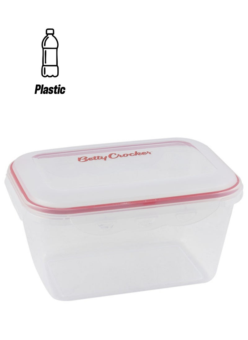 Betty Crocker - Betty Crocker Rectangular Food Container 3500Ml Transparent & Red - Image 1