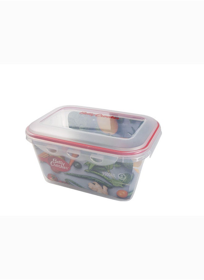 Betty Crocker - Betty Crocker Rectangular Food Container 3500Ml Transparent & Red - Image 1