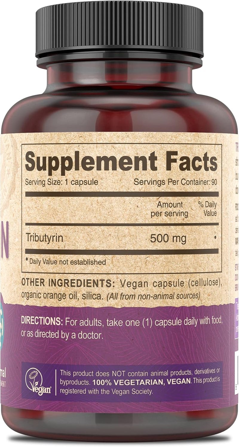 Deva مكمل ديڤا النباتي تريبيوتيرين لدعم حاجز الأمعاء حمض الزبدة 500 ملغ كبسولات نباتية دعم الأمعاء المتسربة الهضم 90 عدّ - Image 3