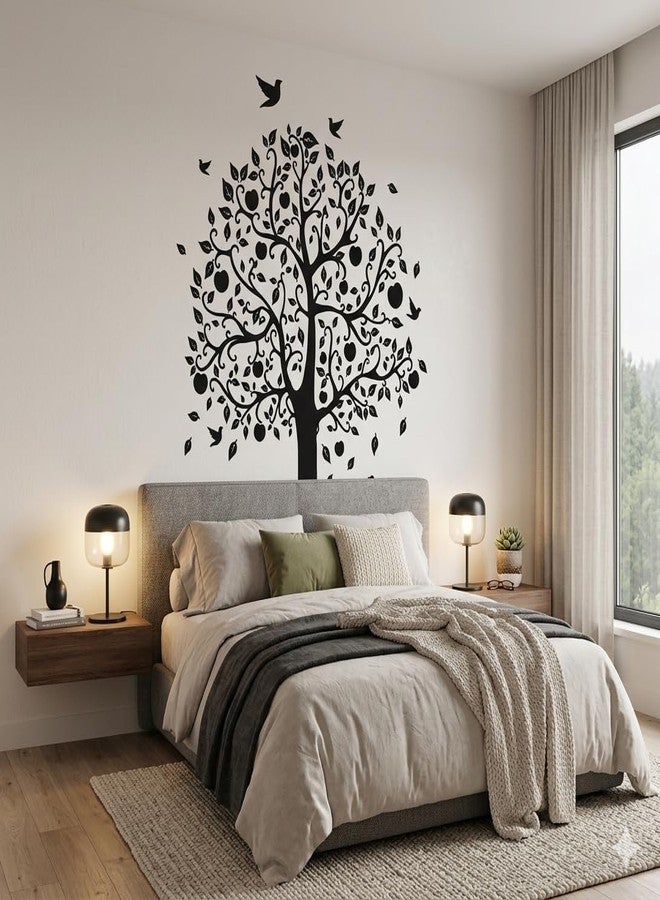 ARWY Tree Apple Fruits Wall Sticker for Bedroom & Living Room | Large Nature Wall Decal | Removable Waterproof Vinyl Wall Sticker for Home Decor (60 x 70 cm, Black) - Image 3