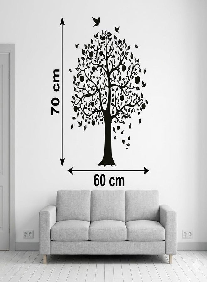 ARWY Tree Apple Fruits Wall Sticker for Bedroom & Living Room | Large Nature Wall Decal | Removable Waterproof Vinyl Wall Sticker for Home Decor (60 x 70 cm, Black) - Image 2