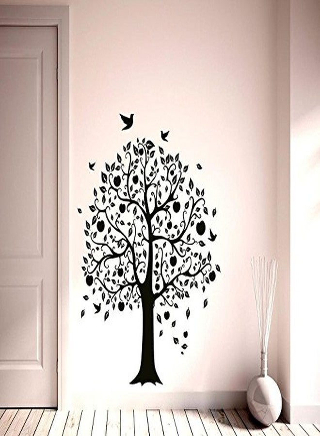 ARWY Tree Apple Fruits Wall Sticker for Bedroom & Living Room | Large Nature Wall Decal | Removable Waterproof Vinyl Wall Sticker for Home Decor (60 x 70 cm, Black) - Image 1