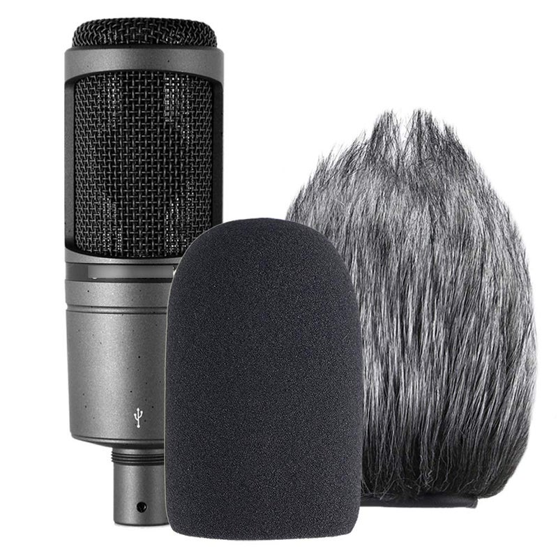 YOUSHARES AT2020 Pop Filter Windscreen - Furry Windscreen/Fur Foam Wind Cover for Audio Technica Microphone AT2020+ AT2035 AT4040 by YOUSHARES - Image 1