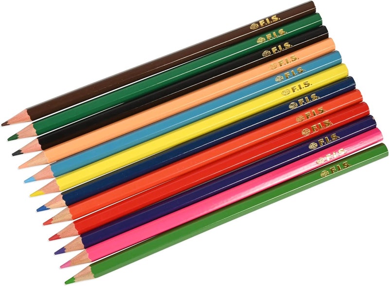 FIS® Colored Pencils, 12 Assorted Colors Per Tin Box, Pack in Metal Box, Wooden Pencils, Packet of 12 Tin Boxes(144 Pencils)-FSCK12MN - Image 3