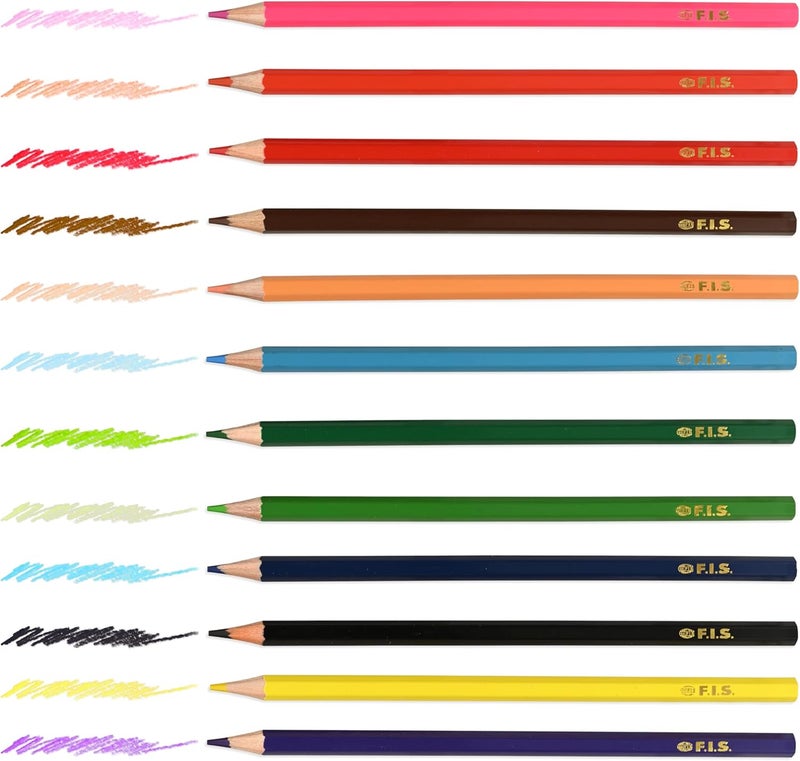 FIS® Colored Pencils, 12 Assorted Colors Per Tin Box, Pack in Metal Box, Wooden Pencils, Packet of 12 Tin Boxes(144 Pencils)-FSCK12MN - Image 5