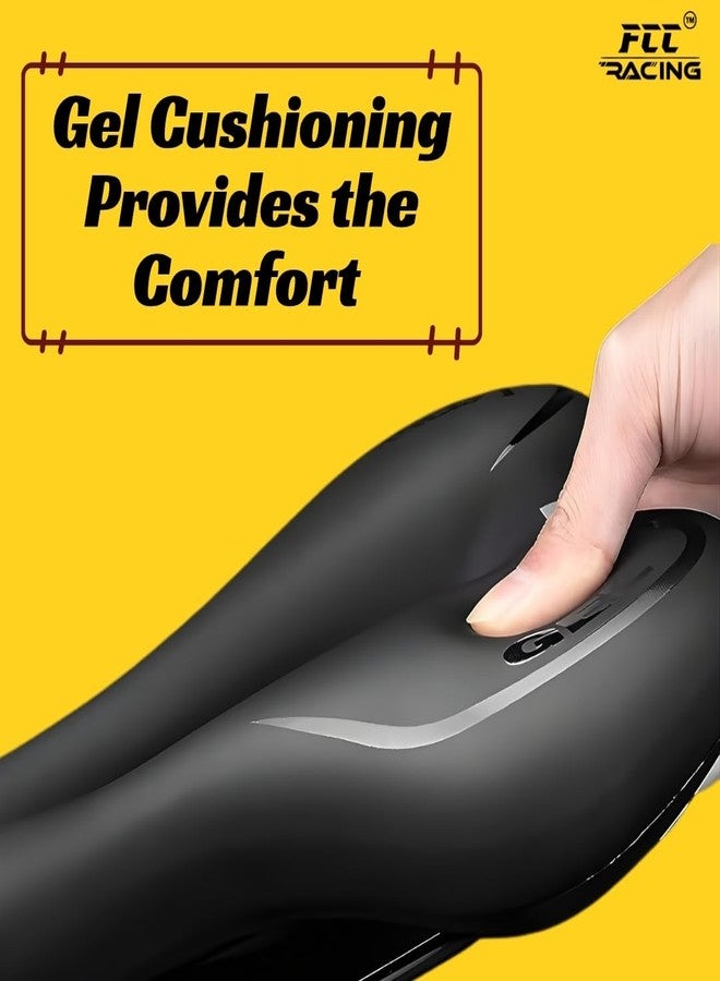 FCCRACING FCC Racing Gel Bicycle Saddle Seat Comfortable Soft Bike Saddle for Men & Women | Shock Absorbing, Waterproof & Breathable Gel Padded Seat for MTB, Road, Hybrid & Exercise Bikes - Image 2