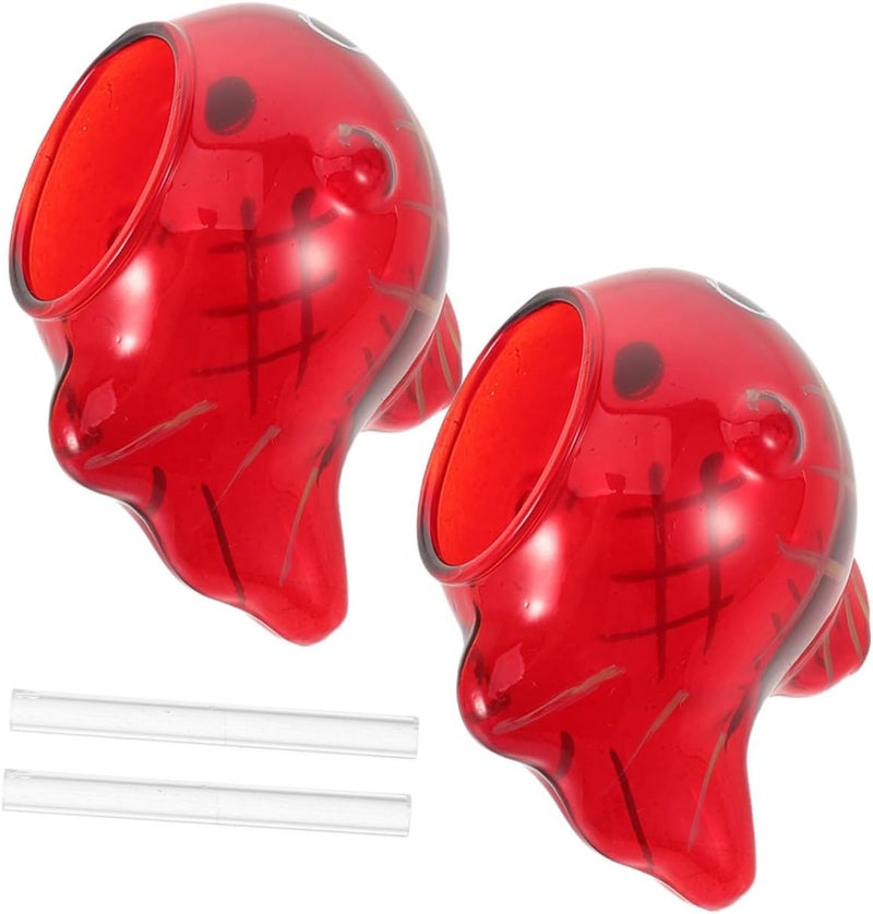 2pcs Red Glass Fish Wind Chimes - Cute Small Fish Windchime Ornament - Japanese Wind Bell Home Decor for Window Garden Outdoor Decoration - Image 1