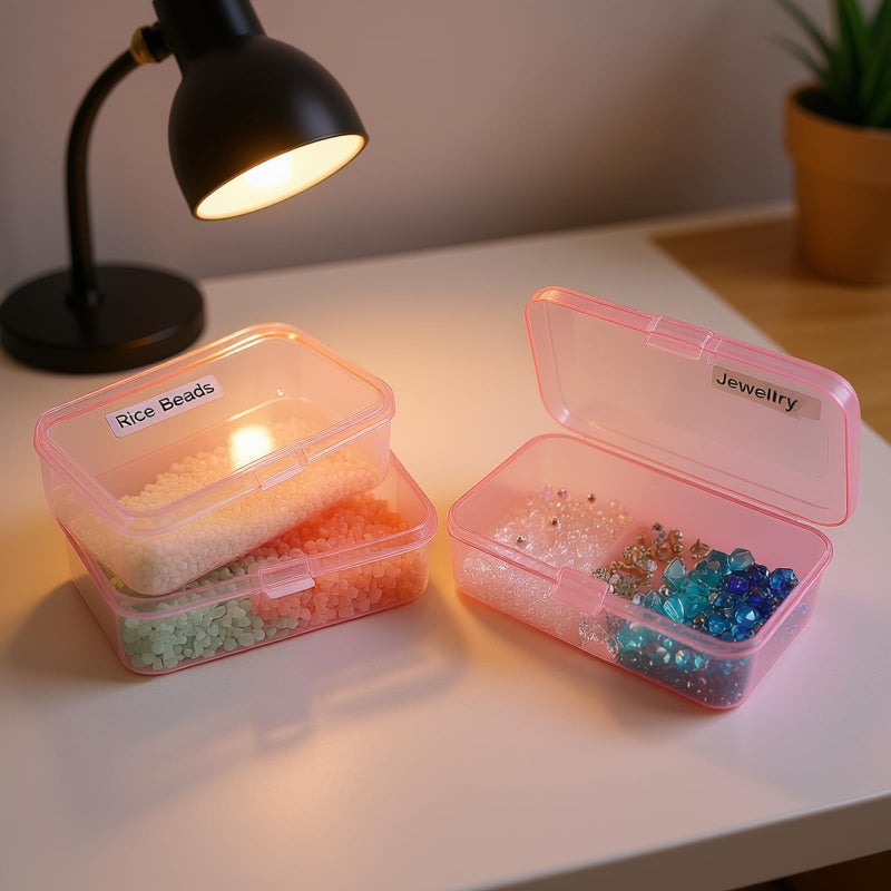 Goodma 12 Pieces Mini Rectangular Plastic Boxes Empty Storage Organizer Containers with Hinged Lids for Small Items and Other Craft Projects (Pink, 3.3 x 2.2 x 1 inch) - Image 5