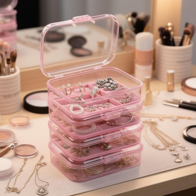 Goodma 12 Pieces Mini Rectangular Plastic Boxes Empty Storage Organizer Containers with Hinged Lids for Small Items and Other Craft Projects (Pink, 3.3 x 2.2 x 1 inch) - Image 3