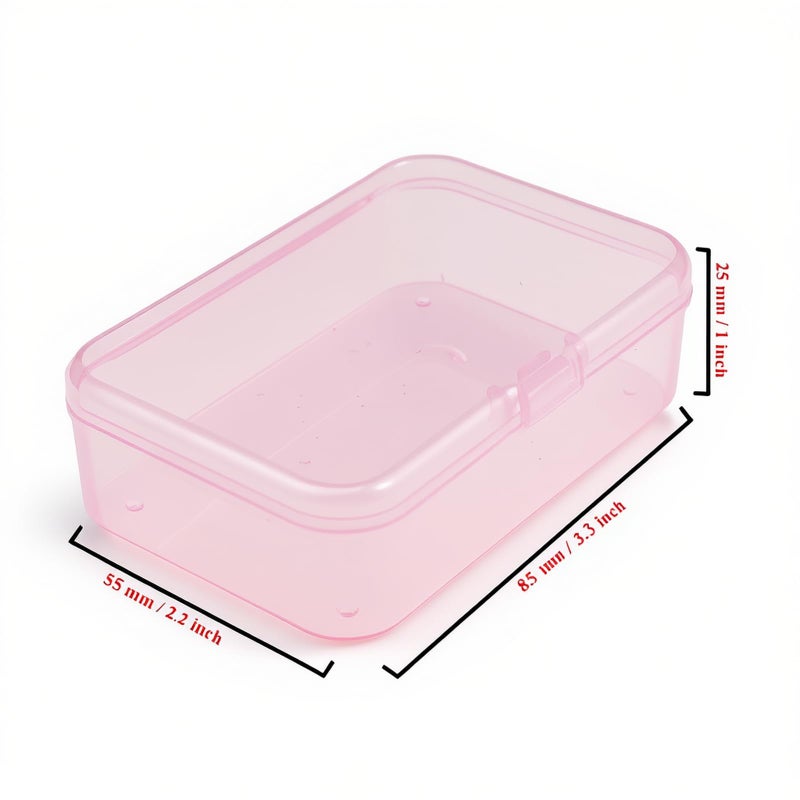 Goodma 12 Pieces Mini Rectangular Plastic Boxes Empty Storage Organizer Containers with Hinged Lids for Small Items and Other Craft Projects (Pink, 3.3 x 2.2 x 1 inch) - Image 2