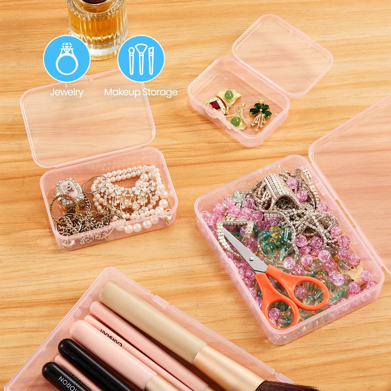 Goodma 12 Pieces Mini Rectangular Plastic Boxes Empty Storage Organizer Containers with Hinged Lids for Small Items and Other Craft Projects (Pink, 3.3 x 2.2 x 1 inch) - Image 4
