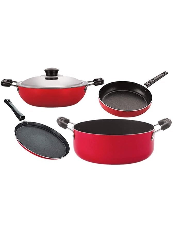 Nirlon Non-Stick Cookware Kitchen Aluminium Cooking Essential Combo Set of 4 Pieces - Image 1
