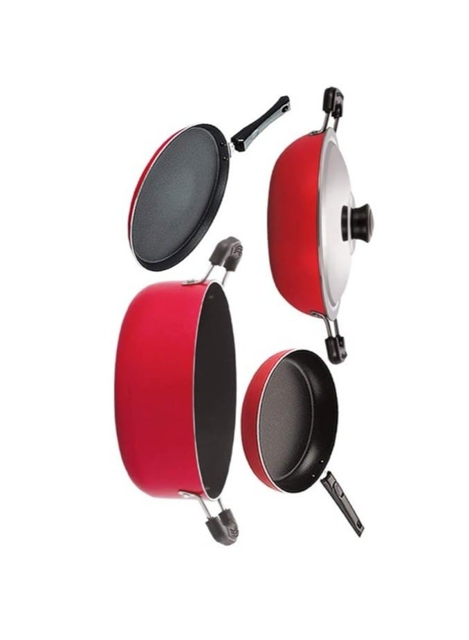 Nirlon Non-Stick Cookware Kitchen Aluminium Cooking Essential Combo Set of 4 Pieces - Image 2