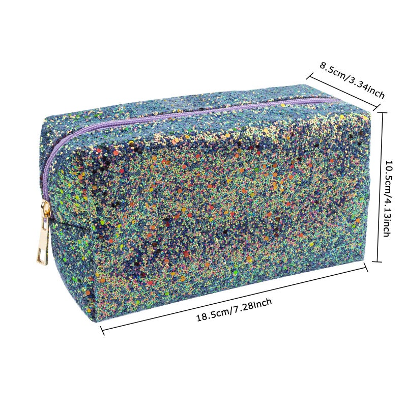 KisSealed Colorful Glitter Shine Cosmetic Pouch Waterproof Zipper Handbag Carry Case Organizer Travel Case (purple) - Image 4