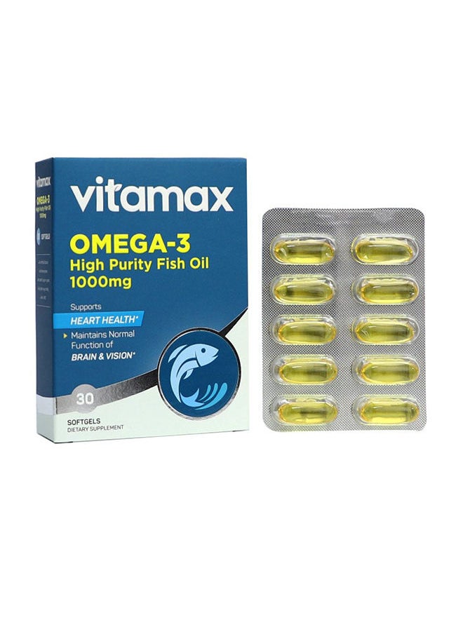Vitamax - Omega 3 1000MG High Purity Fish Oil Softgel 30's - Image 1