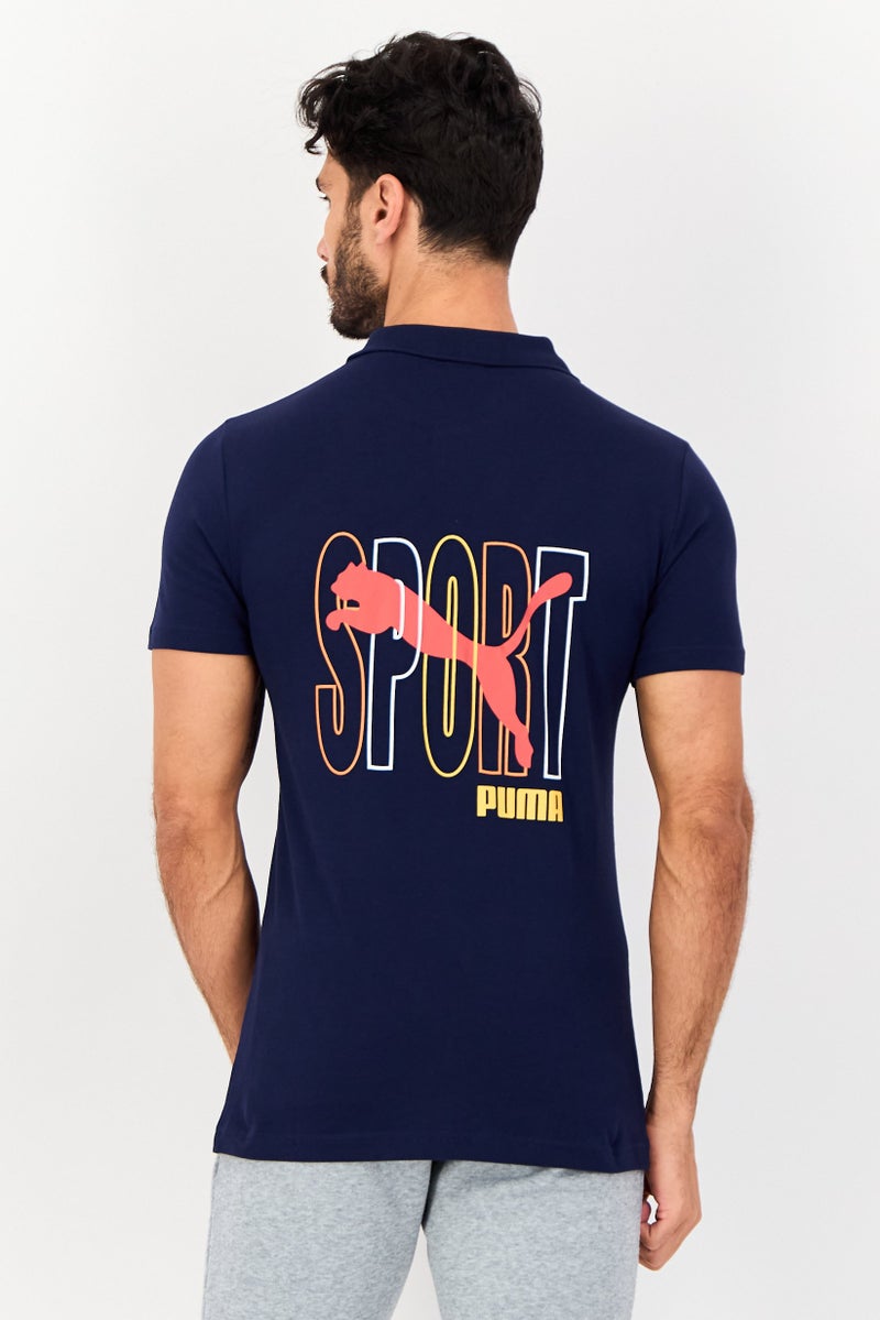 PUMA تي شيرت بولو للرجال بأكمام قصيرة مناسب للرياضة في الهواء الطلق، أزرق داكن - Image 4