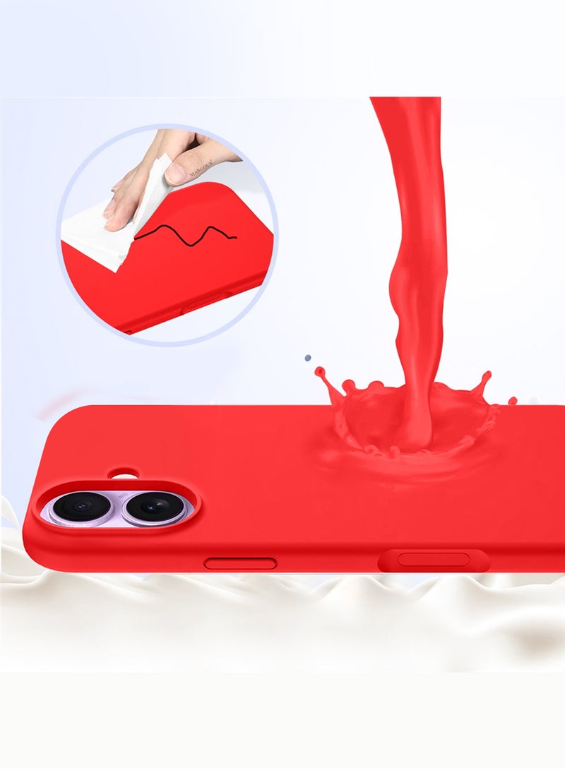 Silicone Protective Phone Case for iPhone 17 - Soft Anti-Scratch Microfiber Lining Ultra Slim Drop Protection Phone Cover - Red - Image 3