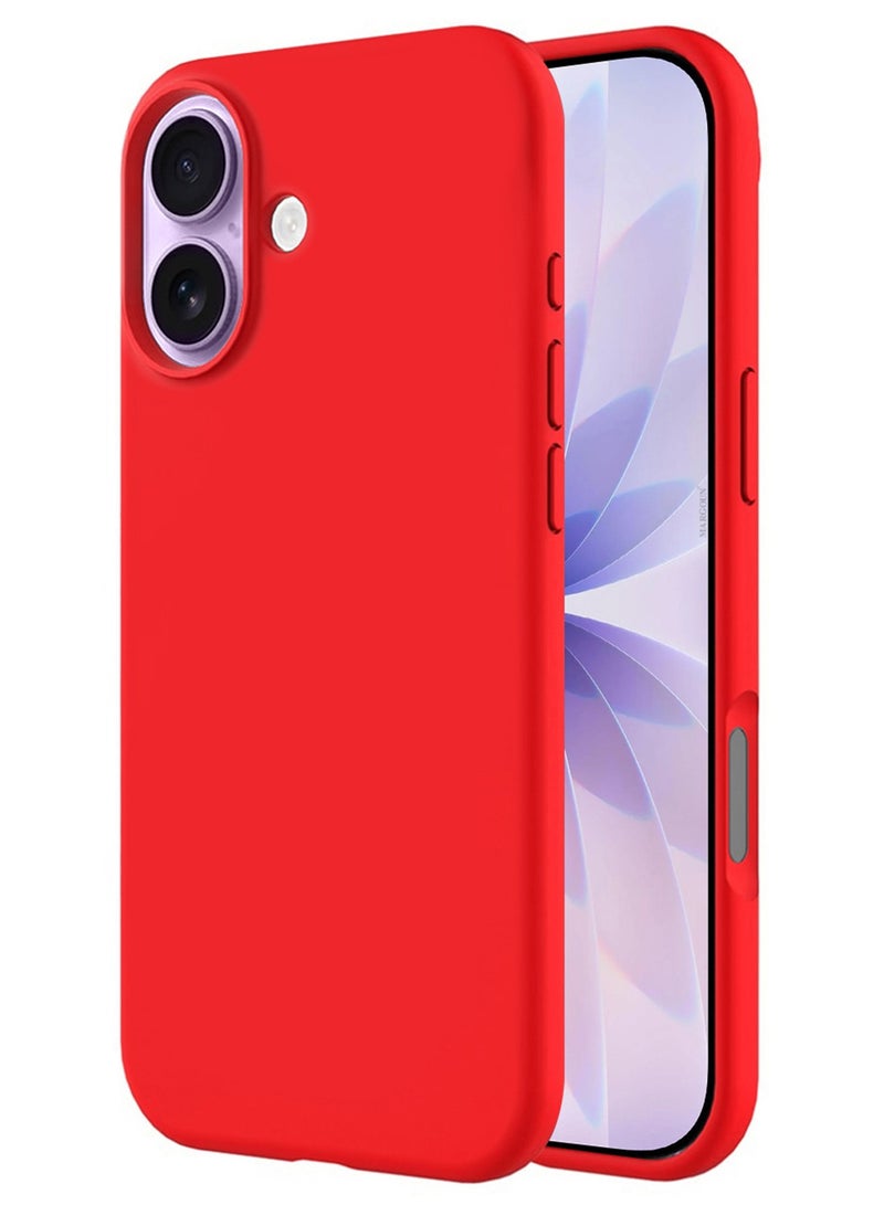Silicone Protective Phone Case for iPhone 17 - Soft Anti-Scratch Microfiber Lining Ultra Slim Drop Protection Phone Cover - Red - Image 5