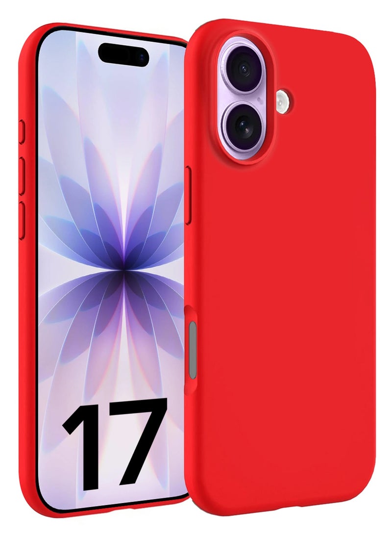 Silicone Protective Phone Case for iPhone 17 - Soft Anti-Scratch Microfiber Lining Ultra Slim Drop Protection Phone Cover - Red - Image 1