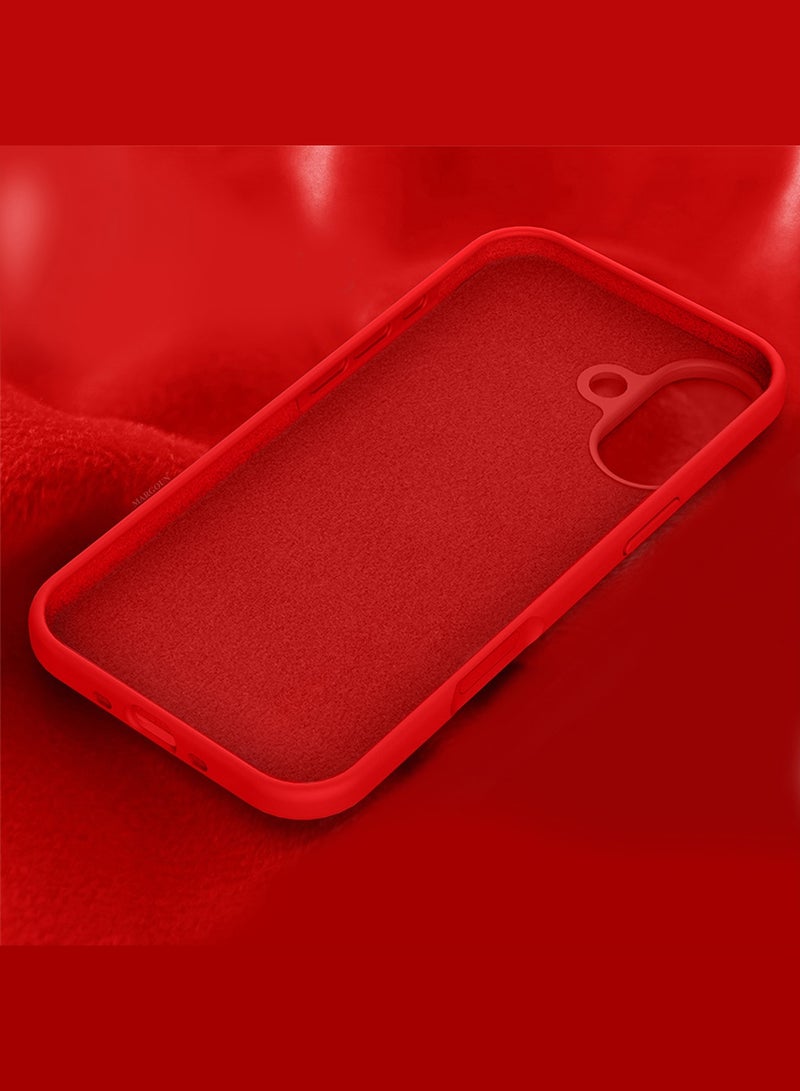 Silicone Protective Phone Case for iPhone 17 - Soft Anti-Scratch Microfiber Lining Ultra Slim Drop Protection Phone Cover - Red - Image 4