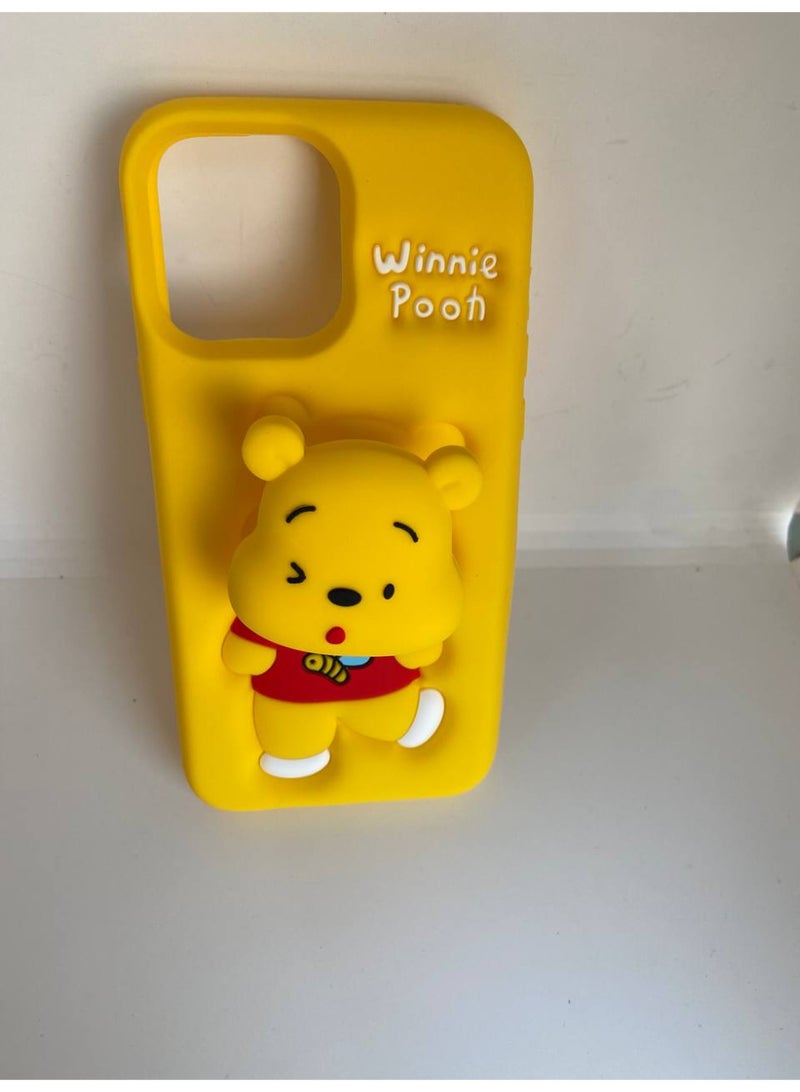 Stylish 3D Cartoon Case Compatible for iPhone 11, All-Round Protection, Anti-Slip, Scratch-Resistant, and Fun Aesthetic Cover (Pooooh With PoP Socket) - Image 4