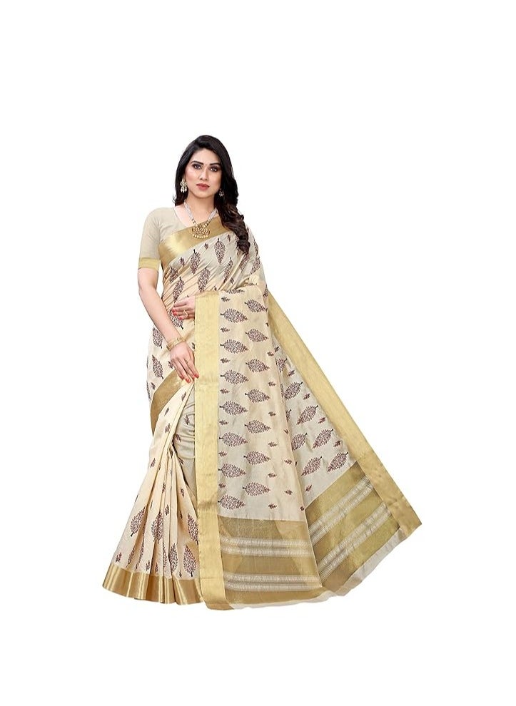 Accessorize Kingdom - Accessorize Kingdom  Women Cotton Silk Standard Length Saree - Image 1