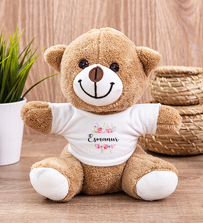 Hediye Dükkanı Gift Shop Personalized Flower Framed Named Plush Teddy Bear 