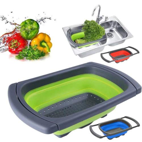 Killerzone Collapsible Colanders Kitchen Strainer SpaceSaver Folding Strainer Colander with Extendable Handles Food Grade Dishwasher Safe - Image 1
