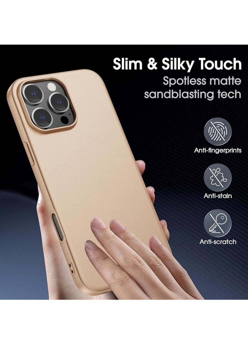 Generic iPhone 16 Pro Max Ultra-Thin Matte Gold Case – Soft Touch Cover with Camera Lens and Screen Protectors, Anti-Scratch Shockproof Slim Design  - Image 2