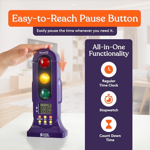 Special Supplies Stoplight Audio Visual Timer for Kids with Lights and Stopwatch Timer - Home and Classroom Timer for Time Management and Routines - Ages 3+ - Image 3