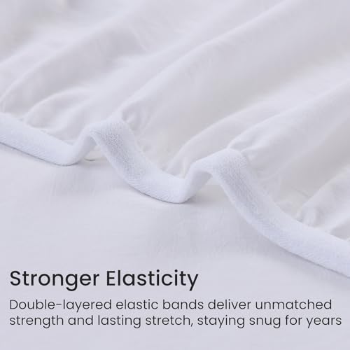 GOKOTTA 4-Pcs Queen Sheet Set, 16 Inch Deep Pocket Queen Sheets with Elastic Corner Straps, Brushed Microfiber Polyester - Hotel Luxury, Ultra Soft, Breathable, Anti-Rip, Wrinkle-Free - White - Image 3