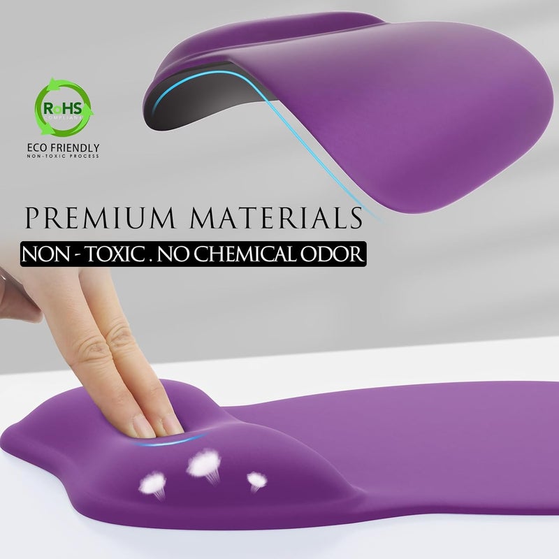 MROCO Ergonomic Mouse Pad with Gel Wrist Rest, Comfortable Mousepad with Smooth Wrist Support Surface and Non-Slip PU Base for Pain Relief, Computer, Laptop, Office & Home, 9.4 x 8.1 in, Violet Purple - Image 3