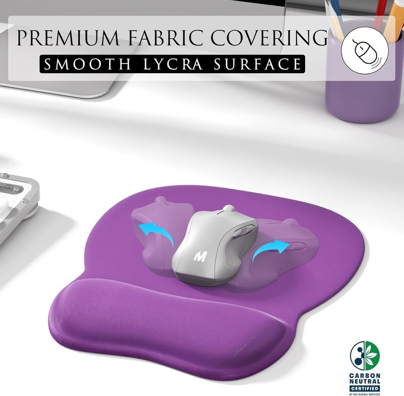 MROCO Ergonomic Mouse Pad with Gel Wrist Rest, Comfortable Mousepad with Smooth Wrist Support Surface and Non-Slip PU Base for Pain Relief, Computer, Laptop, Office & Home, 9.4 x 8.1 in, Violet Purple - Image 2