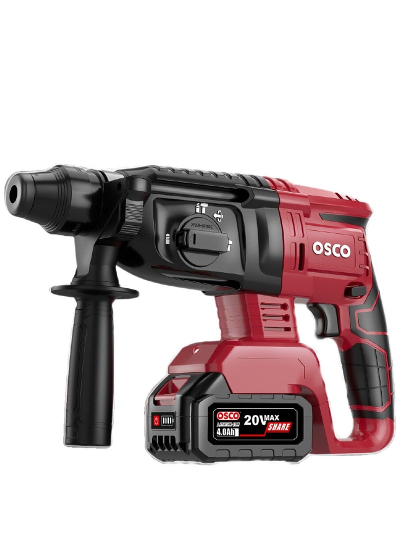 OSCO-TOOLS Brushless Cordless Rotary Hammer Drill 26Mm, 20V, Powerful And Versatile Tool Specifically Designed For Drilling And Hammering Into Hard Materials Such As Concrete, Brick, And Stone 