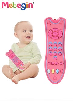 MEBEGIN Baby TV Remote Toy with Light and Sound, Early Multi-Language Educational Toys with 3 Different Languages, Infant Sensory Learning Toys, Ideal Gift for Kids Aged 18Months＋, 2 AAA batteries(not included), 5.3*18*3cm  - Image 1