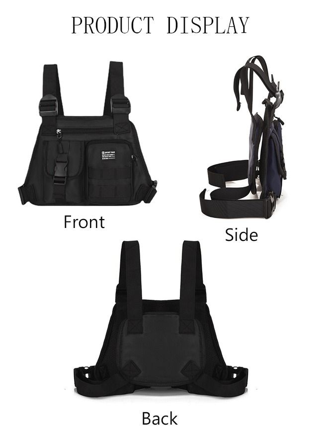 DUNISO Tactical Inspired Sports Utility Chest Pack Chest Bag For Men With Built-In Phone Holder Rig Pouch Vest For Workouts Cycling Hiking Camping - Image 5