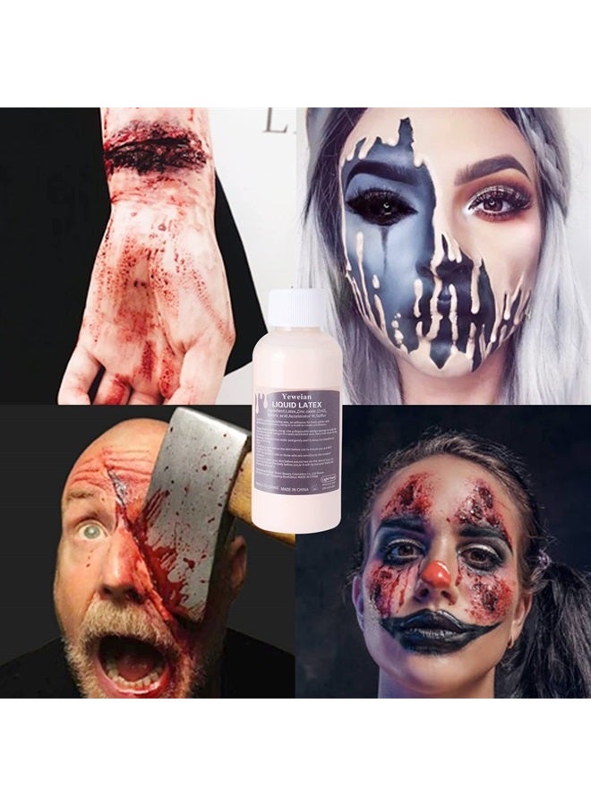 Yeweian Liquid Latex SFX Makeup, 2.1 Oz Halloween Monster Zombie Clown Makeup Latex for Scald Burn Scar Wound, Cut, Skin Decay, Prosthetics, Old Age Wrinkle(Light Flesh) - Image 2