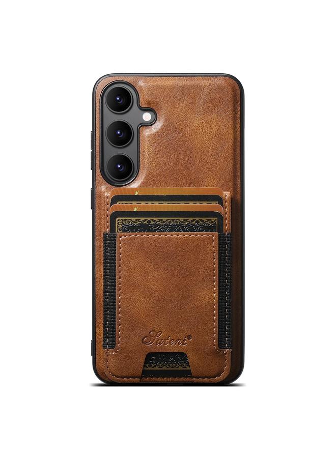Suteni Case For Samsung Galaxy S25 5G H17 Oil Eax Leather MagSafe Detachable Wallet Phone Case - Image 1