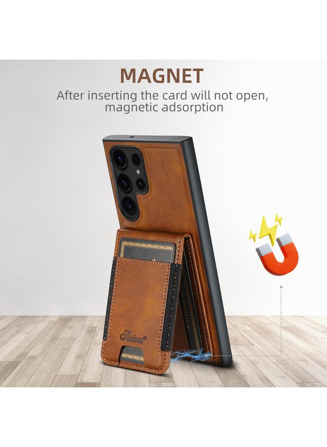 Suteni Case For Samsung Galaxy S25 5G H17 Oil Eax Leather MagSafe Detachable Wallet Phone Case - Image 5