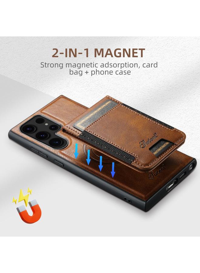 Suteni Case For Samsung Galaxy S25 5G H17 Oil Eax Leather MagSafe Detachable Wallet Phone Case - Image 4
