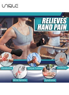 Unique Arthritis Glovesm, Copper Infused Fingerless Compression Gloves for Hand Pain, Carpal Tunnel, RSI, Rheumatoid, Tendonitis, and Relieve Muscle Pain for Women & Men (L, Black)  - Image 3