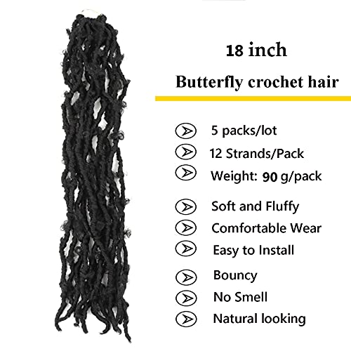 LMZIM 5 Packs 18 Inch Butterfly Locs Crochet Hair for Black Women Faux Locs Pre looped Pretwisted Braids 18 inch 5 pack 1b - Image 3