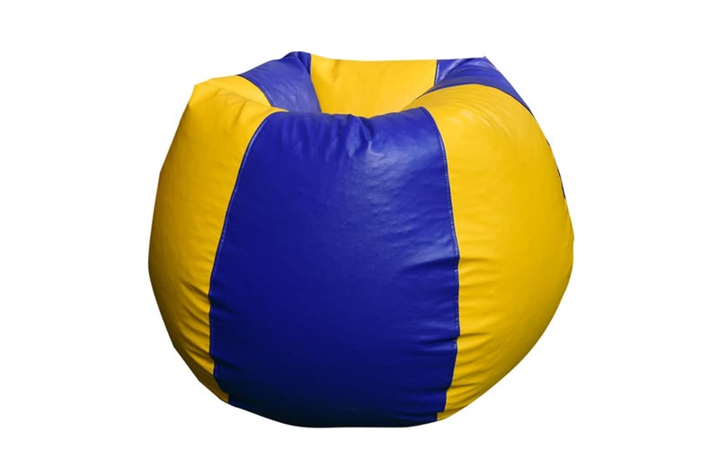 King Comfort Double Color Faux Leather Bean Bag Cover Without Beans Lounge Chair Cover for Home Office Bedroom Hall Tear Drop Shape Blue Yellow XXXXL - Image 2