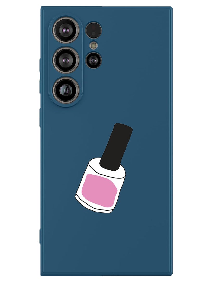 Theodor Protective Slim Fit Case Liquid Silicone Cover with Full Body Protection Anti-Scratch Shockproof Case For Samsung Galaxy S25 Ultra (Blue) - Nail Paint 1  - Image 1