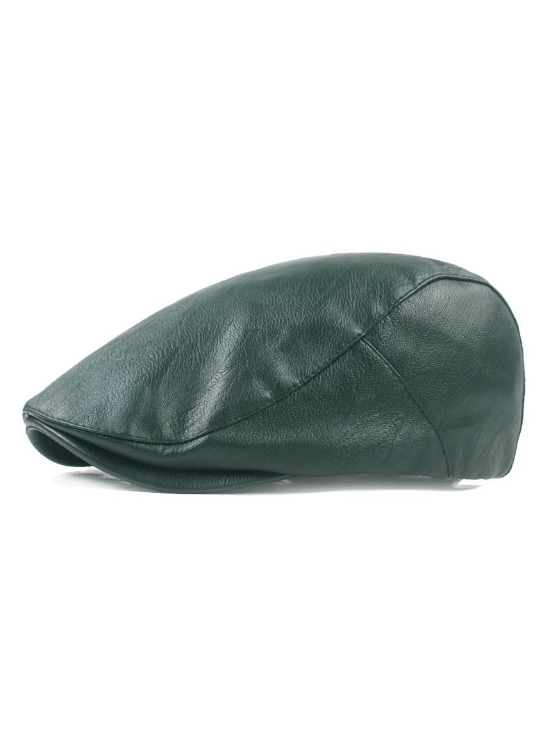 Loquat Men's Leather Cap Literary Youth Beret