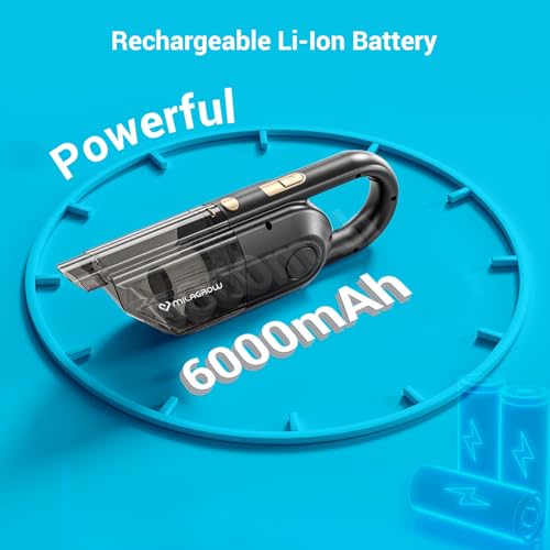 MILAGROW Handheld Cordless Vacuum Cleaner (CoinSucker-Pro) with 10kPa Strong Suction, Multipurpose & Rechargeable Vacuum Cleaner for Car, Home & Office (Black) - Image 3